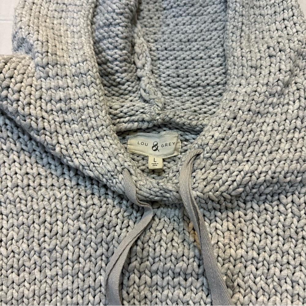 LOFT LOU & GREY - Grey Hooded Knit Sweater - Size Large - Picture 4 of 8